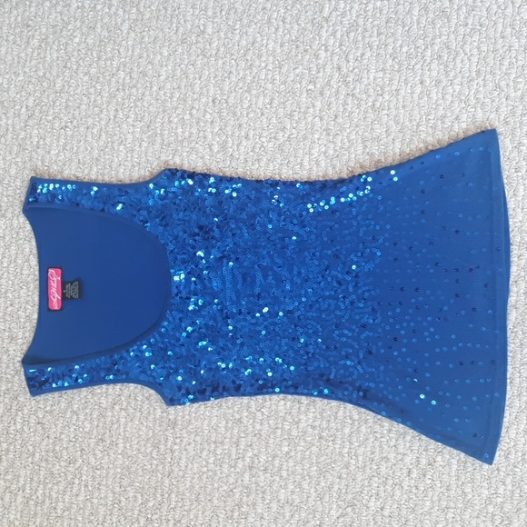 Blue Sequin Sleeveless Top Size Small - Picture 15 of 15